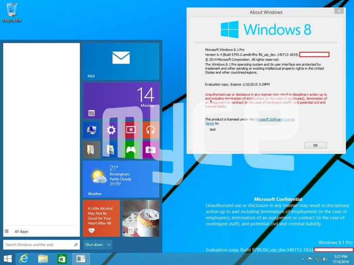 первые скриншоты Windows 9