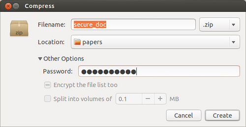 Файловый менеджер Nautilus в Linux: Создание ZIP архива 