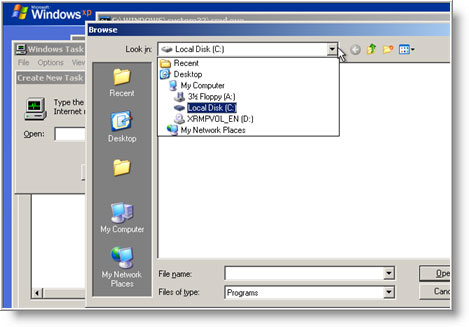 Обзор файлов во время установки Windows