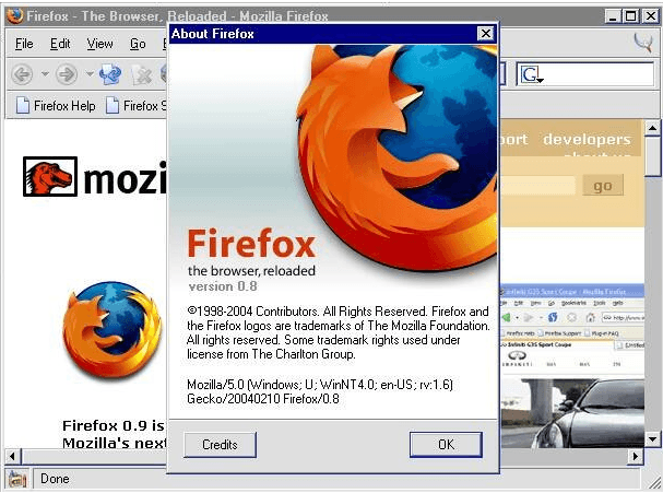 Firefox 0.8 Первые версии браузера