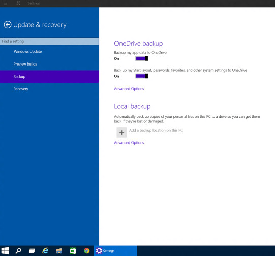 Функция OneDrive Backup в Windows 10