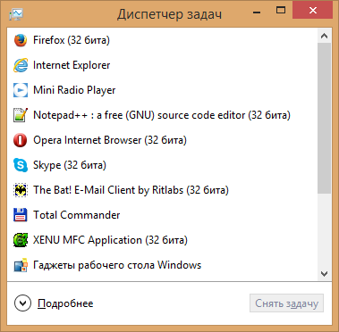 Диспетчер задач в Windows 8