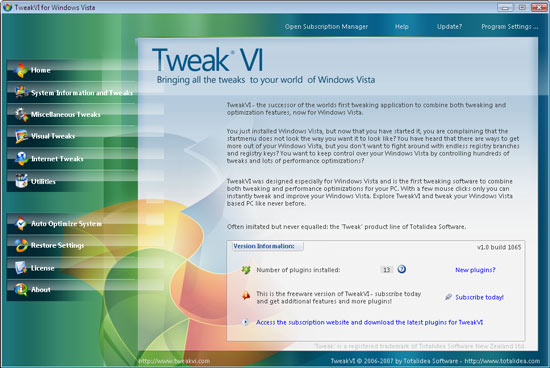 Скриншот программы TweakVI