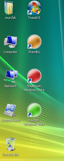 Значки рабочего стола для выключения ПК с Windows Vista