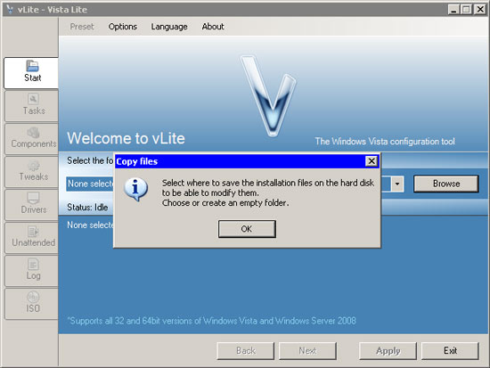 Скриншот программы vLite 