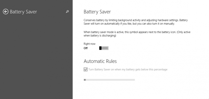 Сохранение батареи в Windows 10