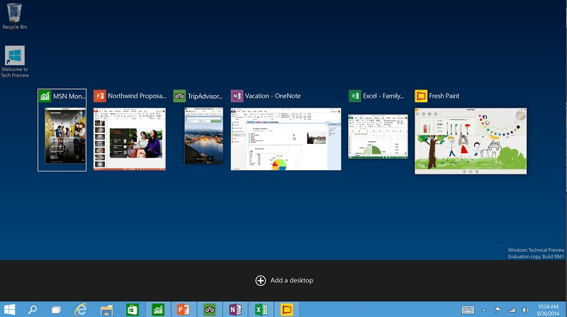 Windows 10 Technical Preview официальные скриншоты