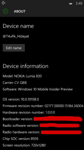 Windows 10 Mobile build 10158