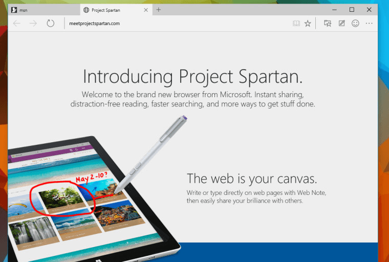 Скриншот браузера Spartan
