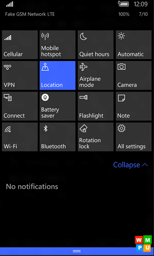 Скриншот Windows 10 Mobile buld 10166