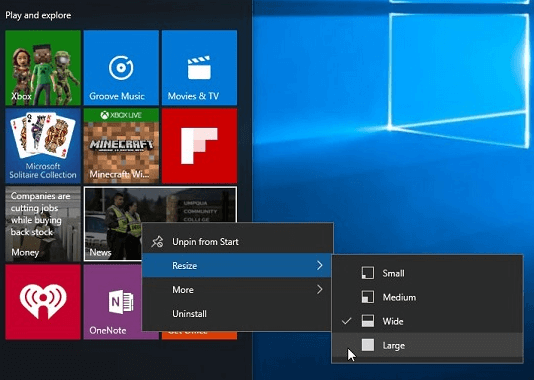 Новое контекстное меню в меню ПУСК Windows 10