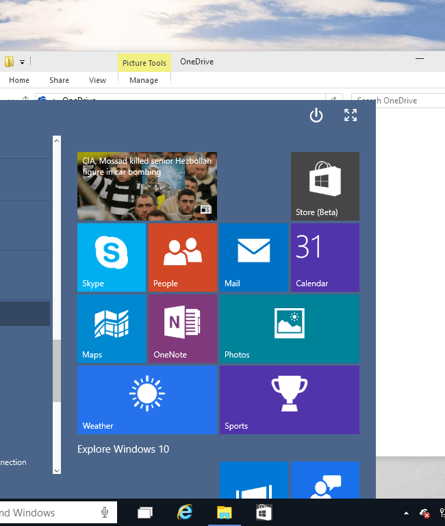 Скриншот Windows 10 build 9913