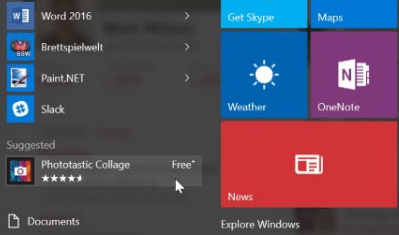 Рекламное приложение в Windows 10