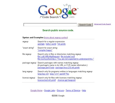 Скриншот Goolge Code Search