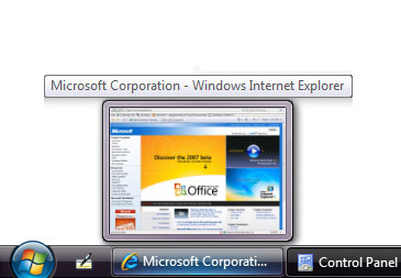 Скриншот панели инструментов Windows Vista