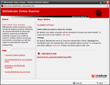 �������� ��-���� ���������� BitDefender Online Scaner