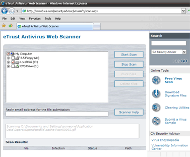 �������� ��-���� ���������� eTrust Antivirus Web Scanner