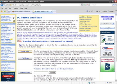 �������� ��-���� ���������� PCPitstop Virus Scanner